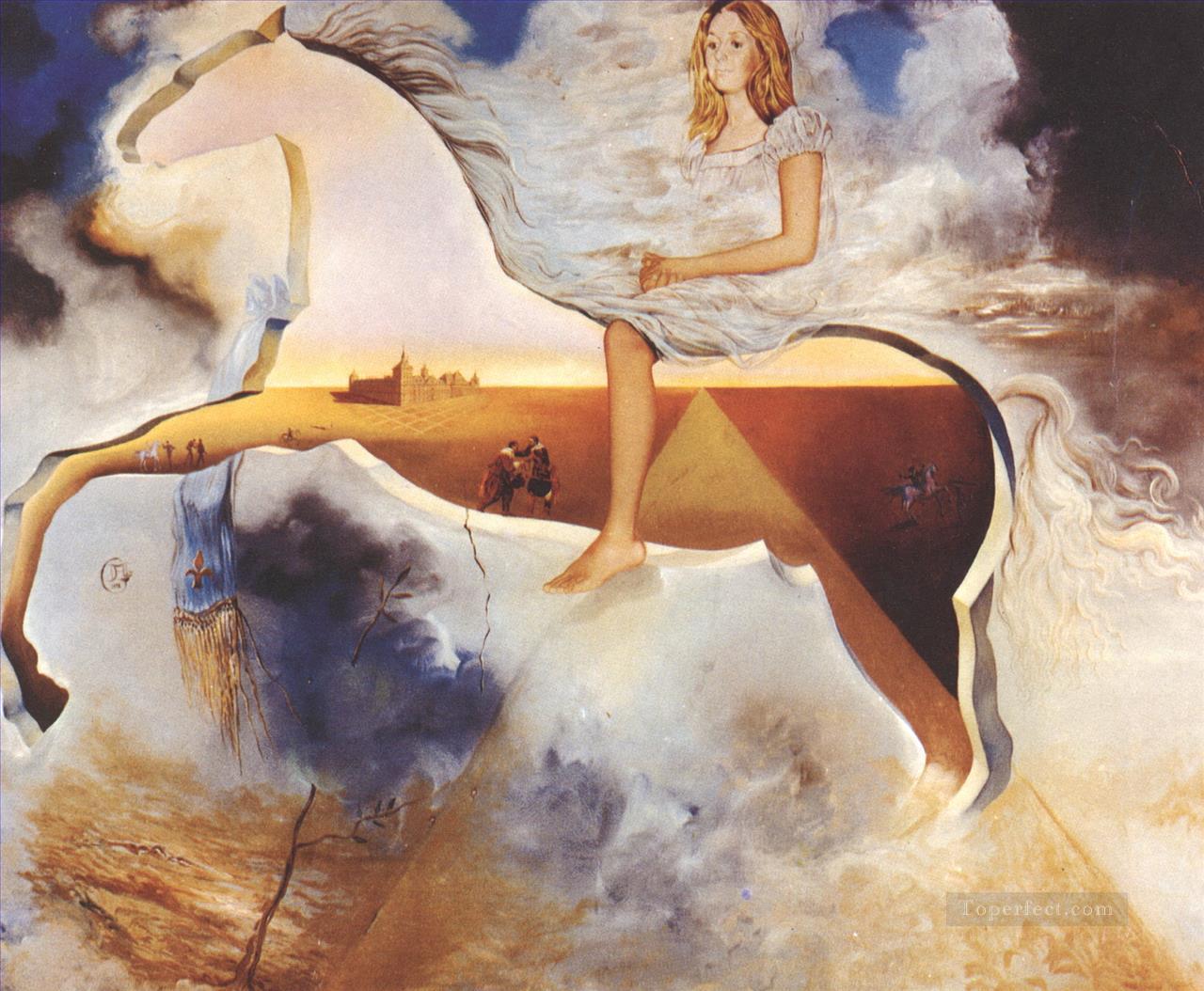 Equestrian Portrait of Carmen Bordiu Franco Surrealism Oil Paintings